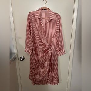 Zara striped satin midi dress